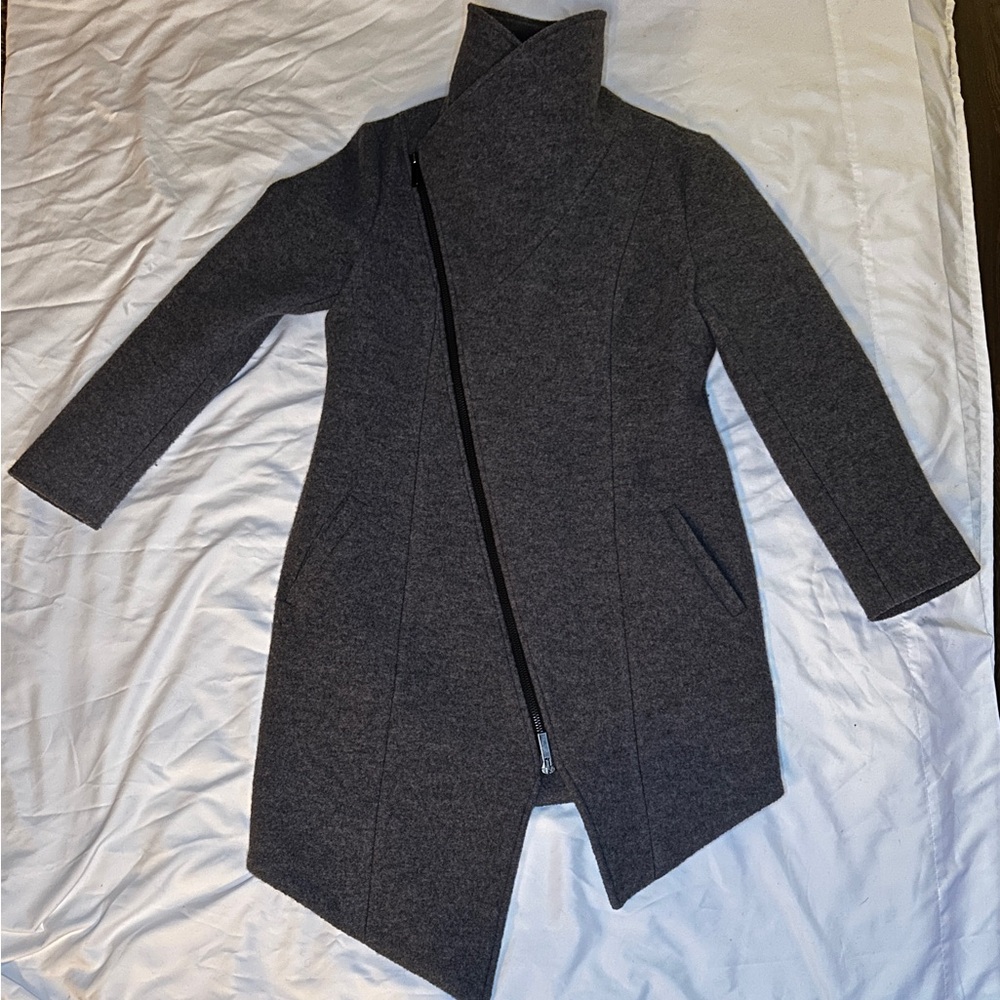MARCELLA gray wool symmetrical coat